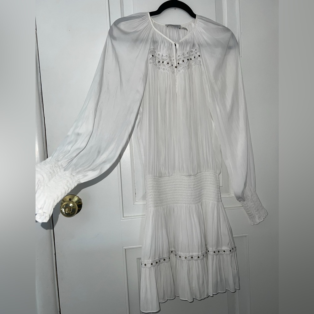 Ramy Brook Nardia White Embroidered Studded Drop Waist V-Cut Dress Size SP NWOT - Picture 8 of 10